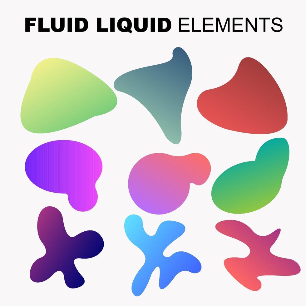 Fluid shape vector set. Gradient liquid with neon colors, item for the design of a logo, flyer, presentation, gift card, poster on wall, landing page, cover book, banner, social media post