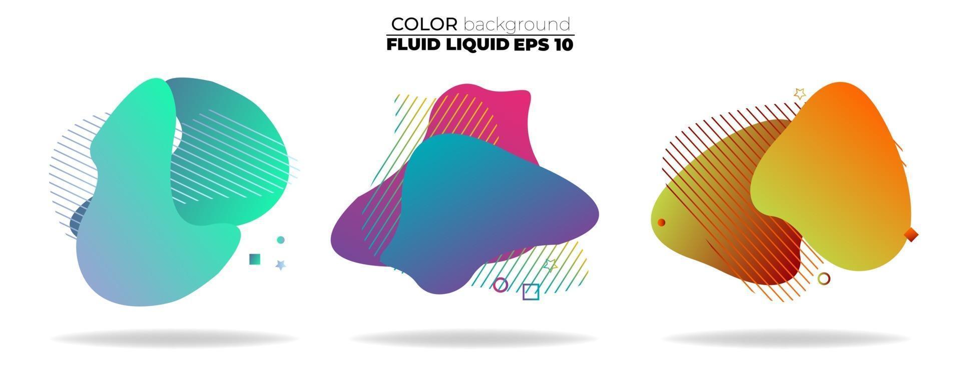 Fluid shape vector set. Gradient liquid with neon colors, item for the design of a logo, flyer, presentation, gift card, poster on wall, landing page, cover book, banner, social media post