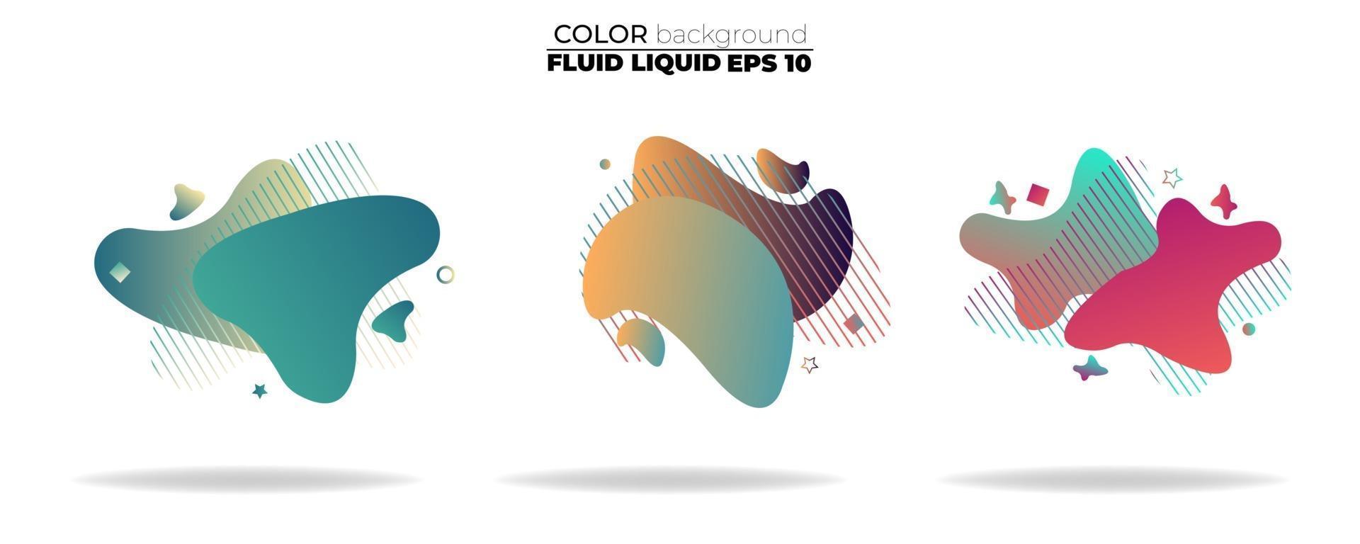 Fluid shape vector set. Gradient liquid with neon colors, item for the design of a logo, flyer, presentation, gift card, poster on wall, landing page, cover book, banner, social media post