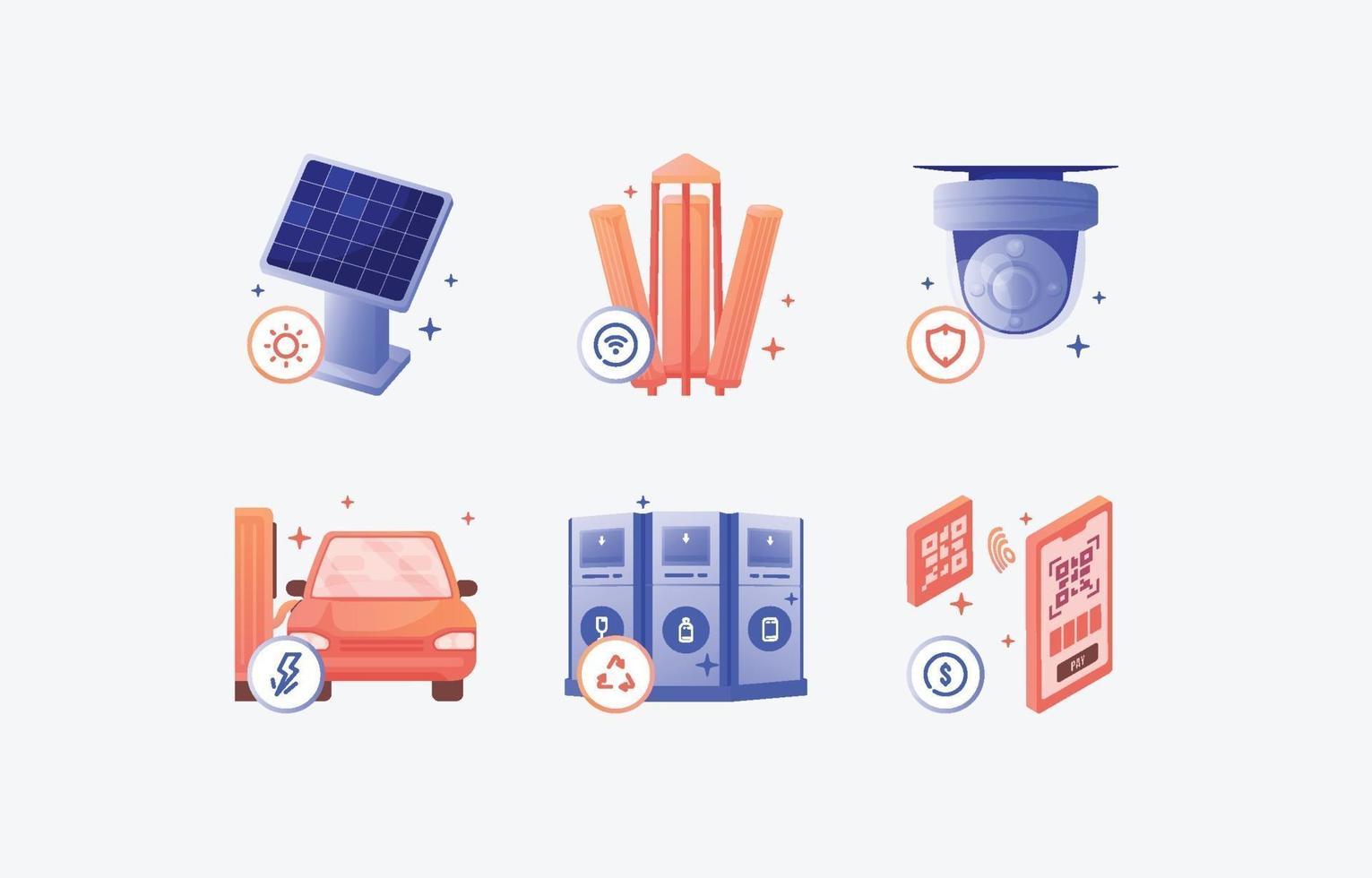 Smart City Technology Icon Set vector