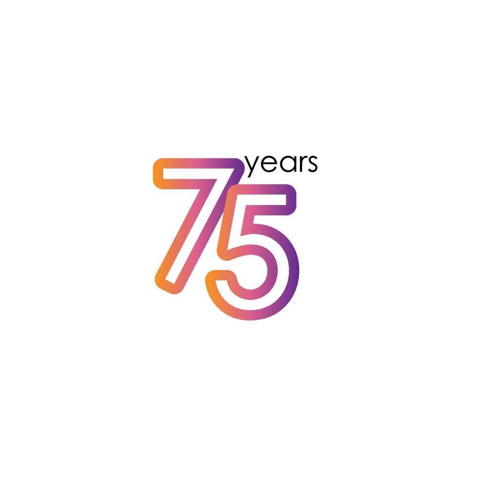 Ilustración de diseño de plantilla de vector de celebración elegante llena de color de aniversario de 75 años