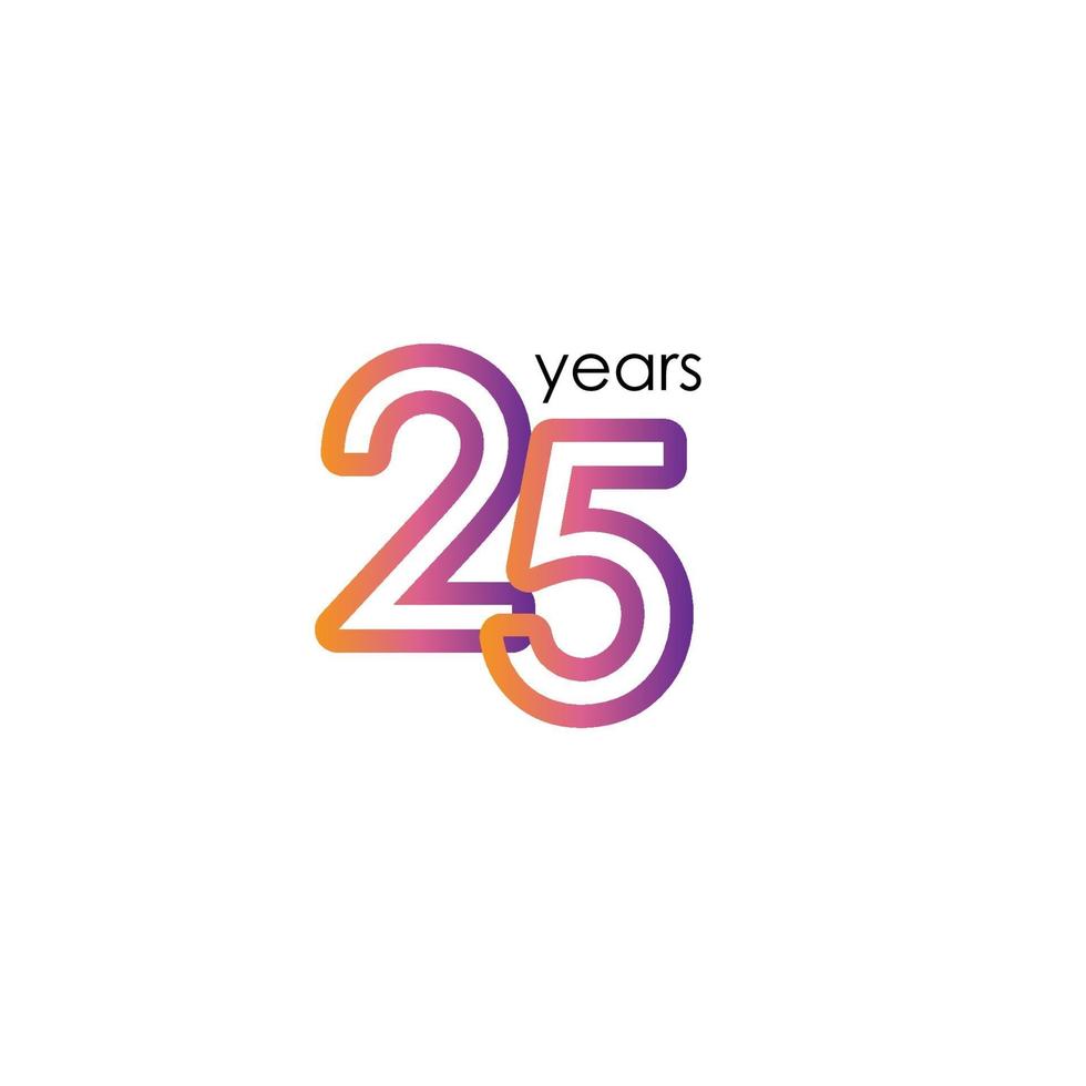 25 Years Anniversary Color full elegant Celebration Vector Template Design Illustration