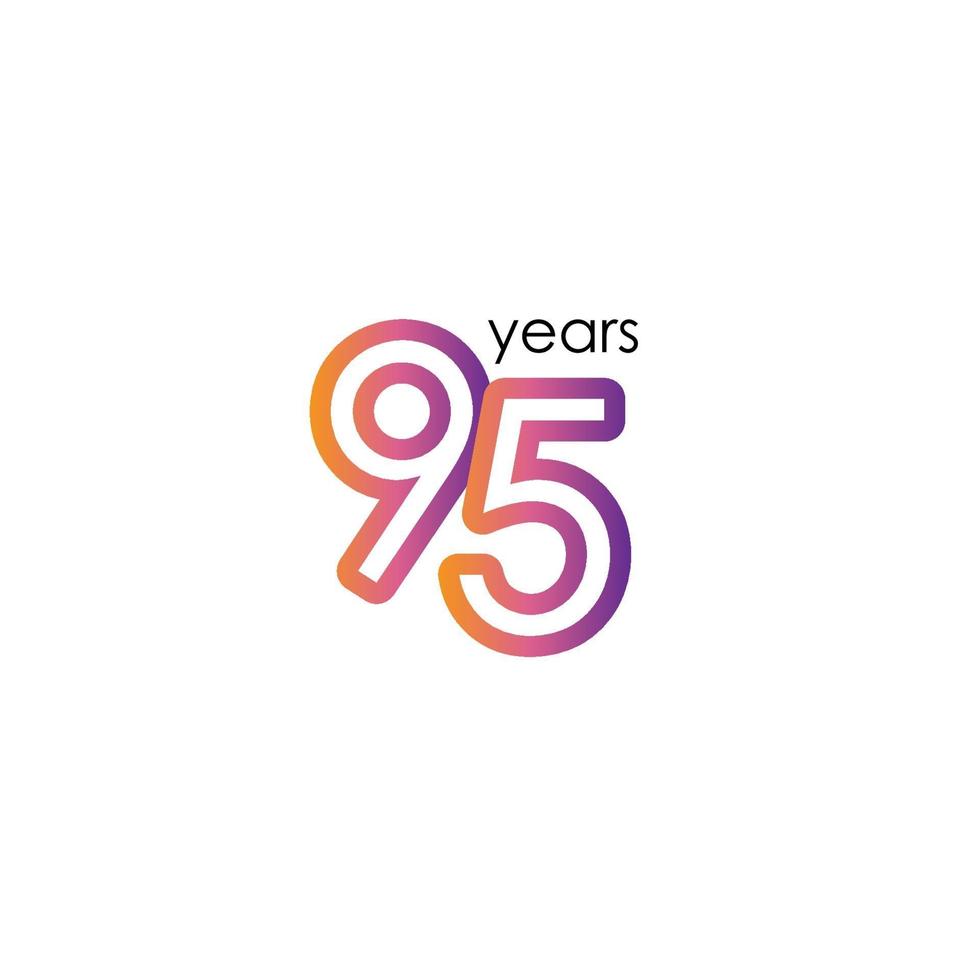 Ilustración de diseño de plantilla de vector de celebración elegante llena de color de aniversario de 95 años