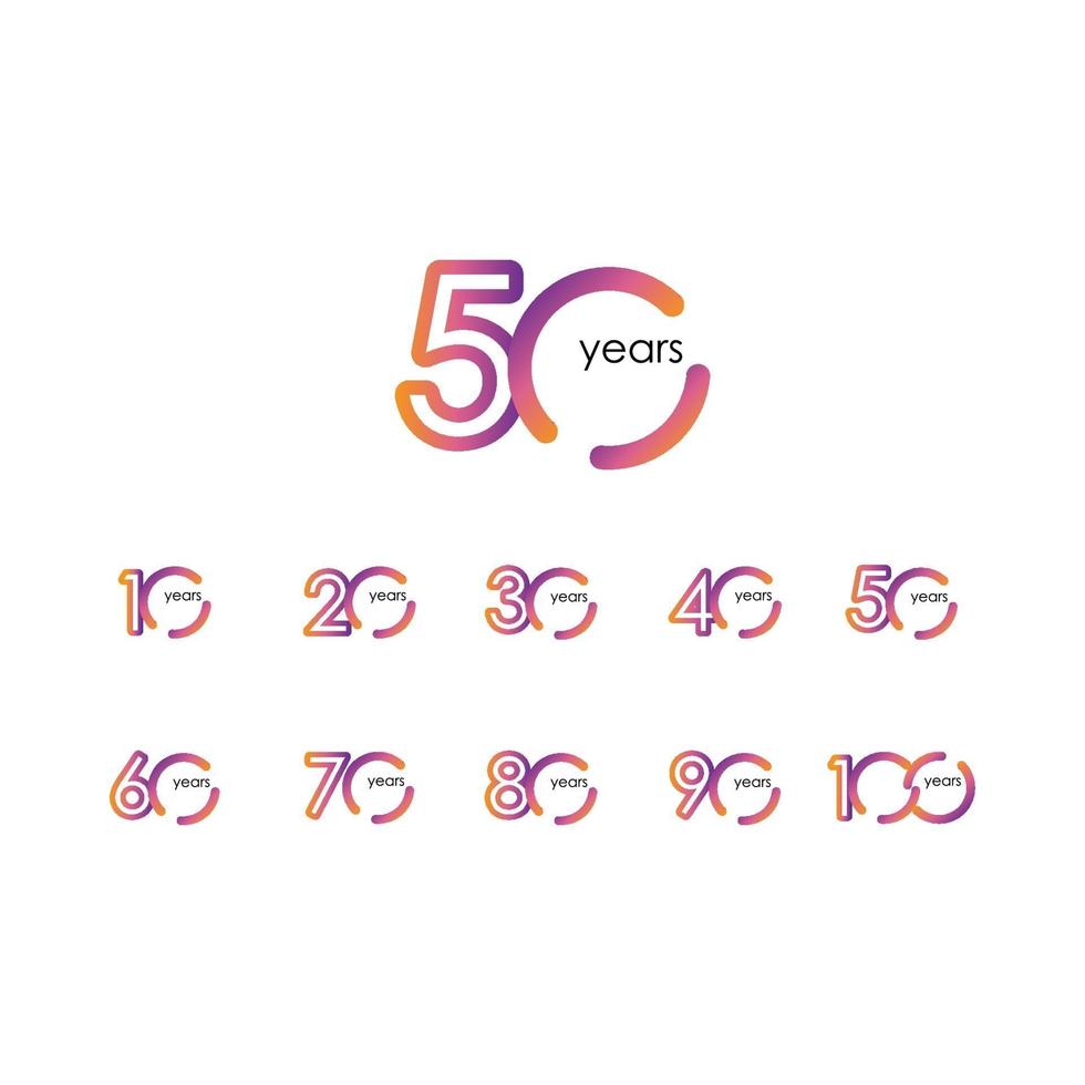 50 Years Anniversary Color full elegant set Celebration Vector Template Design Illustration