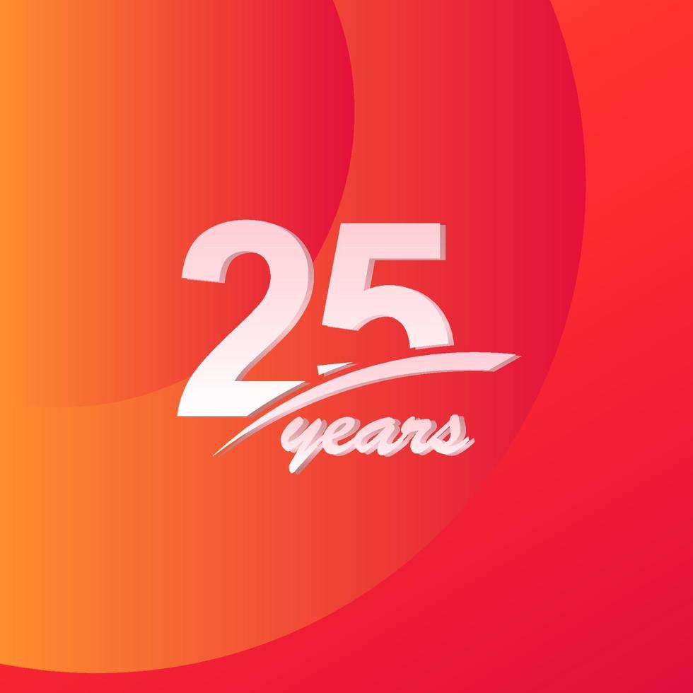 25 Years Anniversary Color full line elegant Celebration Vector Template Design Illustration