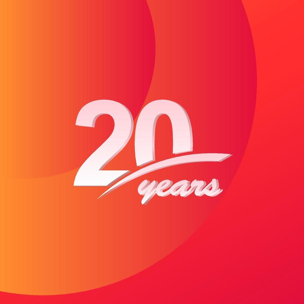 20 Years Anniversary Color full line elegant Celebration Vector Template Design Illustration