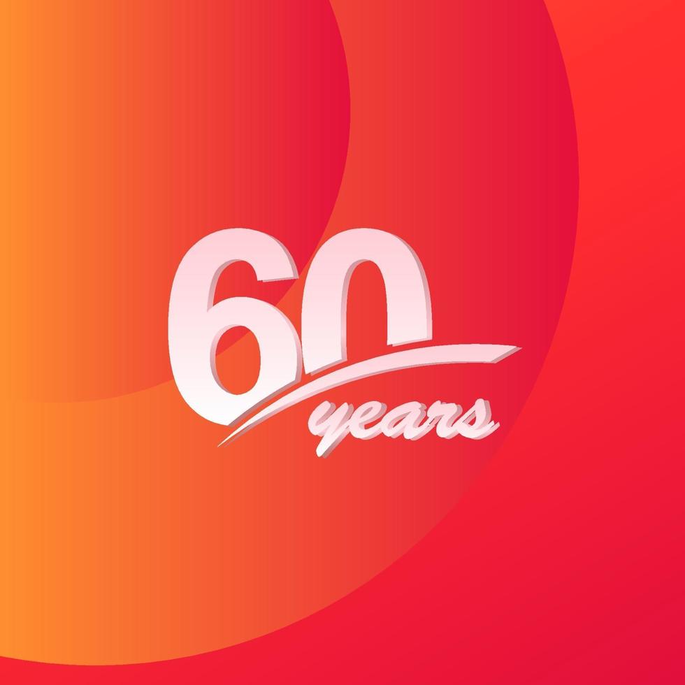 Ilustración de diseño de plantilla de vector de celebración elegante de línea completa de color de aniversario de 60 años