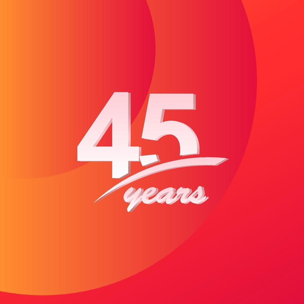45 Years Anniversary Color full line elegant Celebration Vector Template Design Illustration