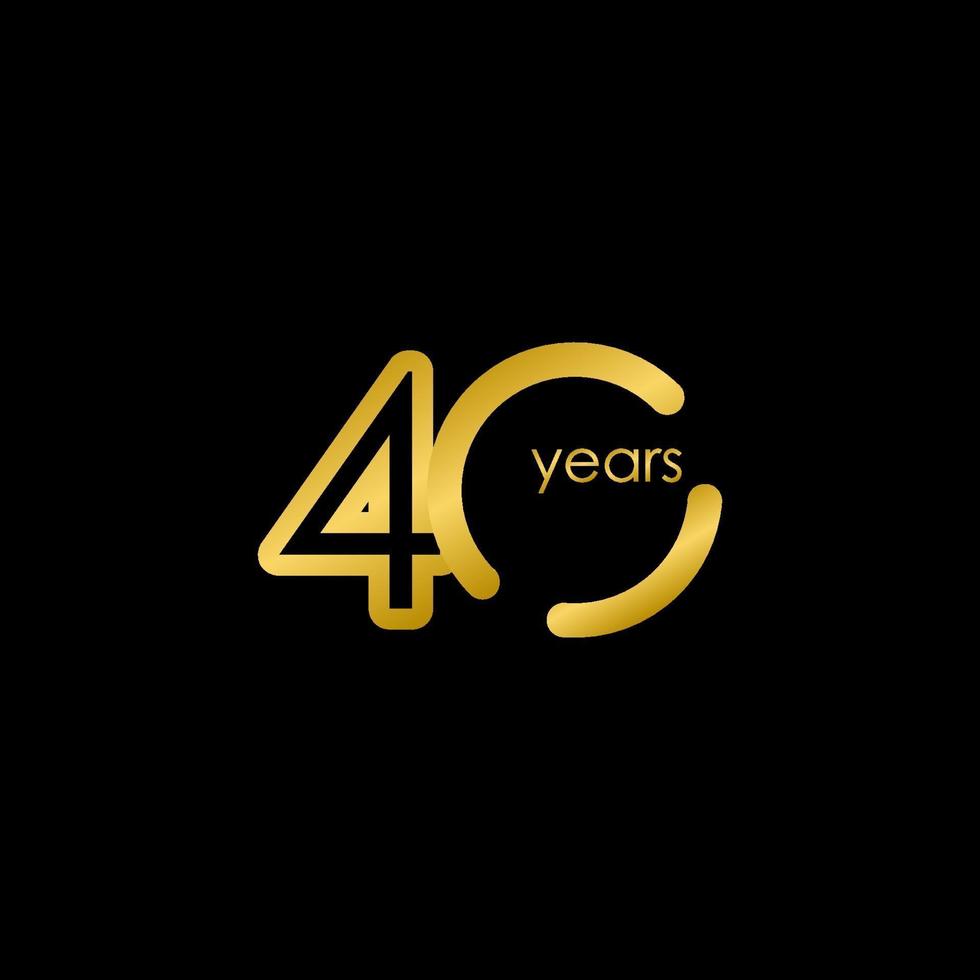 Ilustración de diseño de plantilla de vector de celebración de oro elegante de aniversario de 40 años