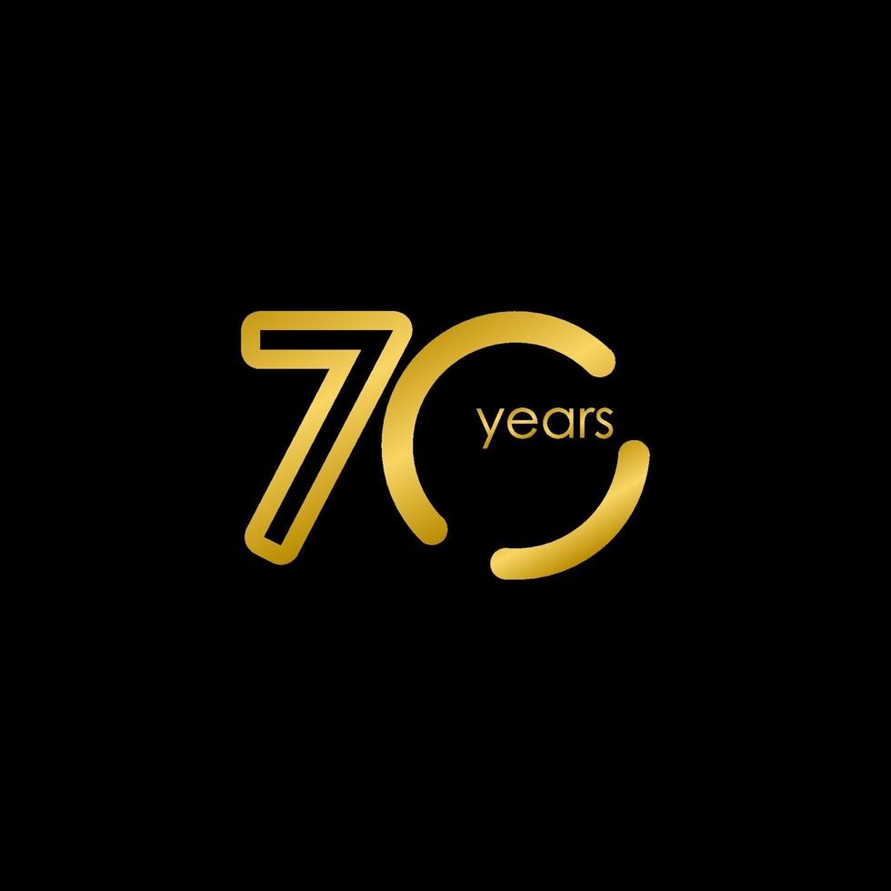 70 Years Anniversary elegant Gold Celebration Vector Template Design Illustration