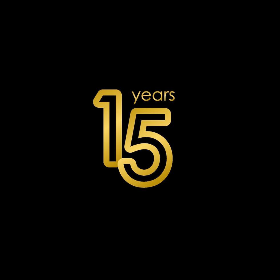 15 Years Anniversary elegant Gold Celebration Vector Template Design Illustration