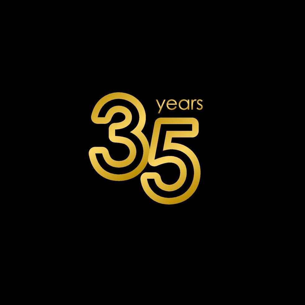 35 Years Anniversary elegant Gold Celebration Vector Template Design Illustration