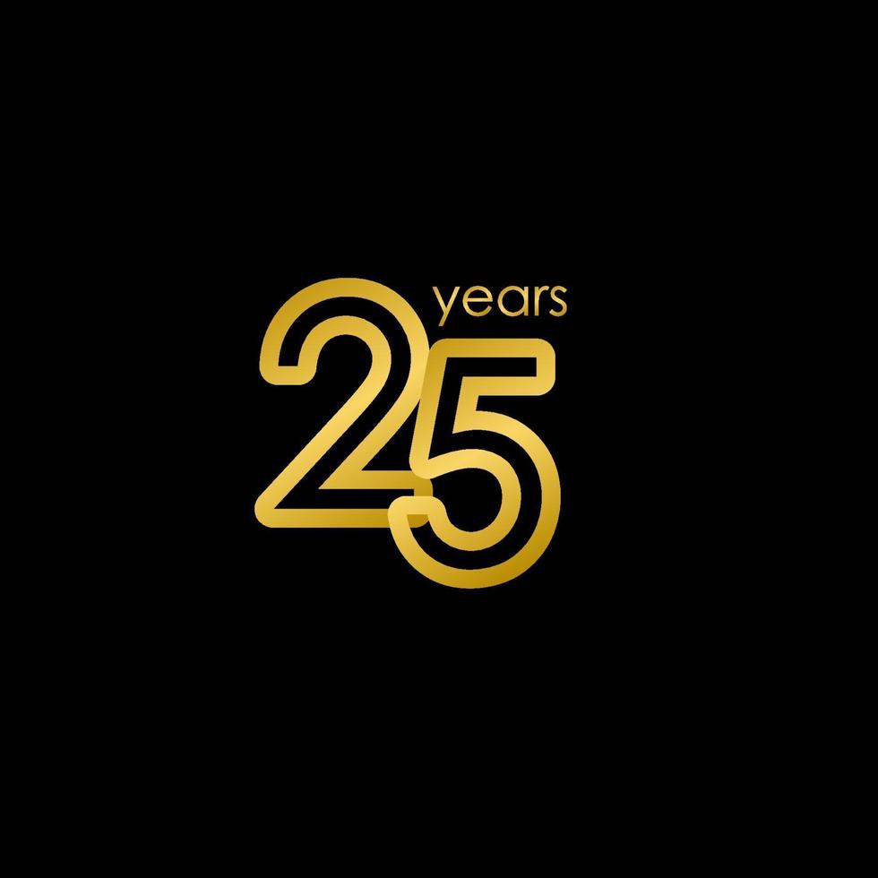 25 Years Anniversary elegant Gold Celebration Vector Template Design Illustration