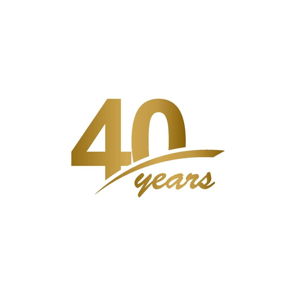 40 Years Anniversary elegant Gold Line Celebration Vector Template Design Illustration