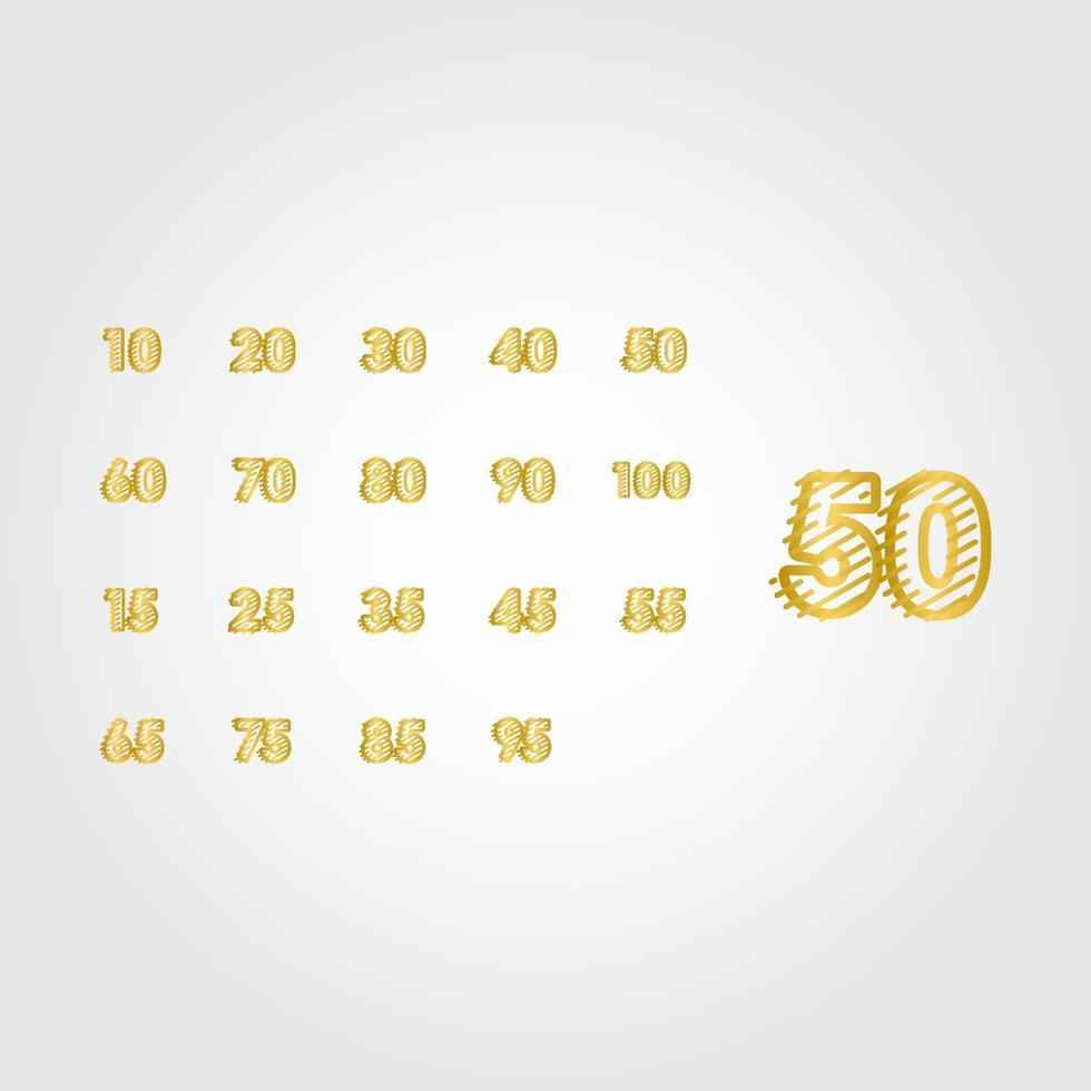 50 Years Anniversary Gold Line Design set Logo Vector Template Illustration