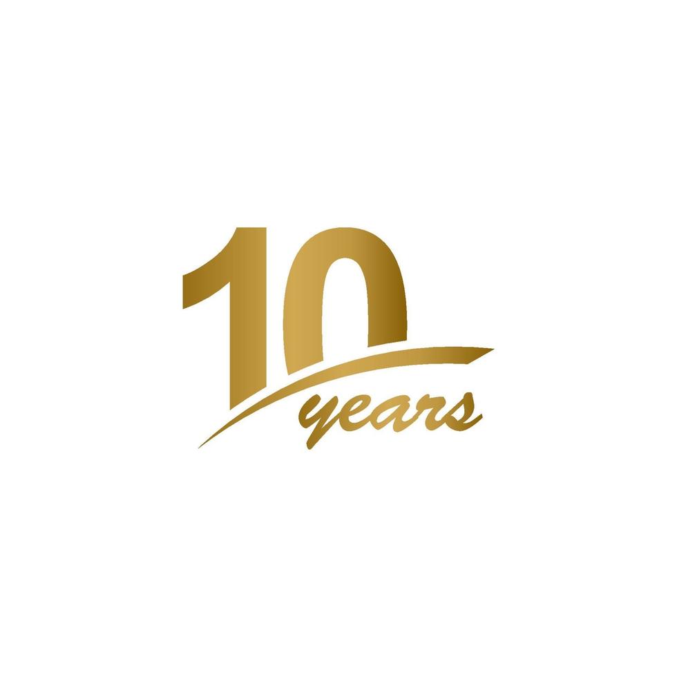 10 Years Anniversary elegant Gold Line Celebration Vector Template Design Illustration