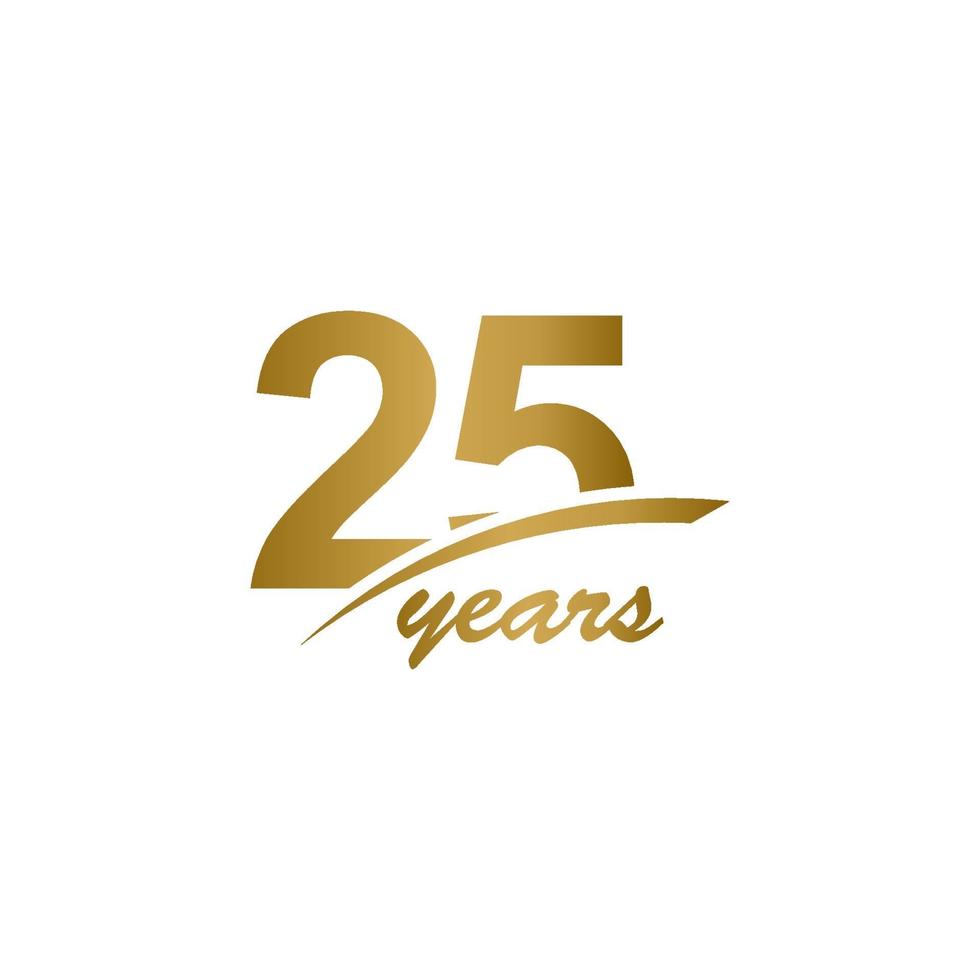 25 Years Anniversary elegant Gold Line Celebration Vector Template Design Illustration