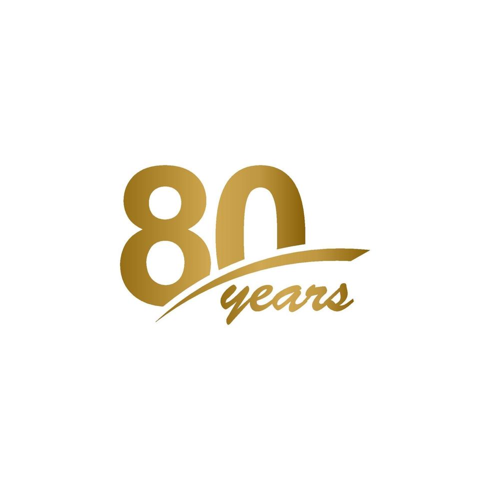 Ilustración de diseño de plantilla de vector de celebración de línea de oro elegante de aniversario de 80 años