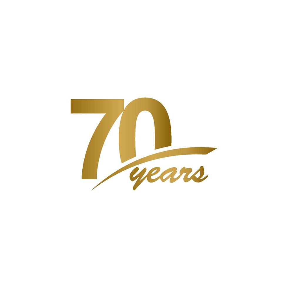 70 Years Anniversary elegant Gold Line Celebration Vector Template Design Illustration