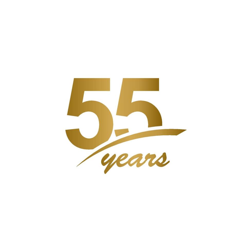 55 Years Anniversary elegant Gold Line Celebration Vector Template Design Illustration