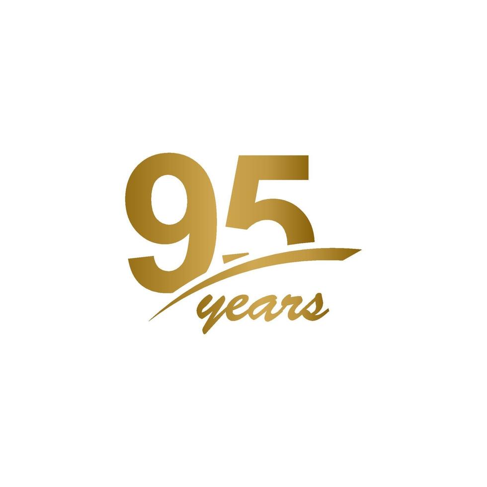 95 Years Anniversary elegant Gold Line Celebration Vector Template Design Illustration