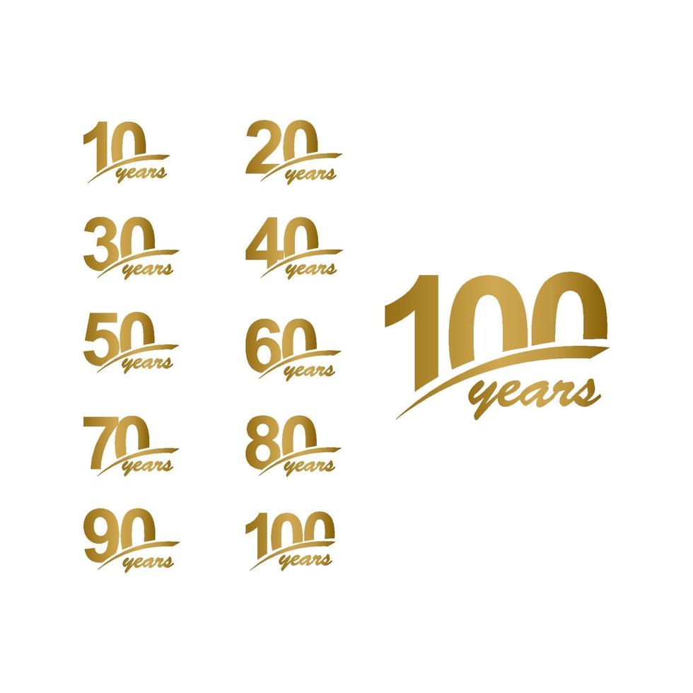 100 Years Anniversary elegant Gold Line set Celebration Vector Template Design Illustration