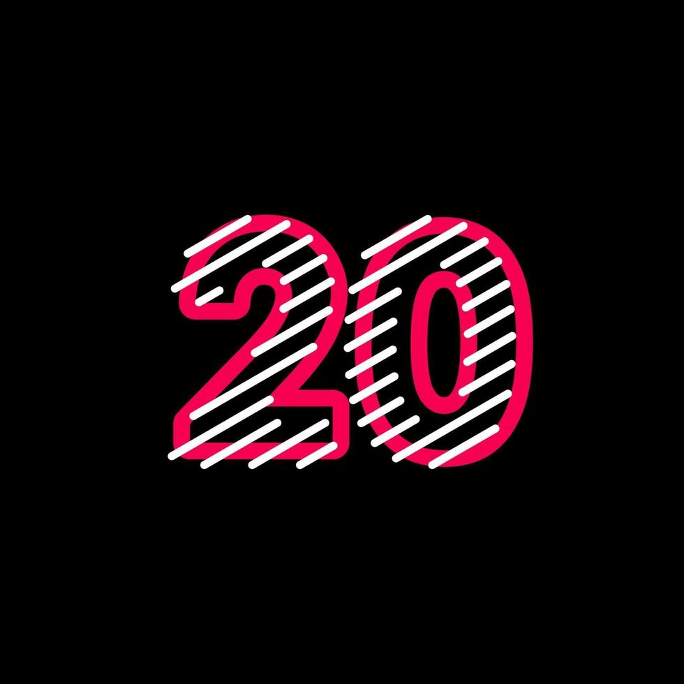 20 years Anniversary Line Design Logo Vector Template Illustration