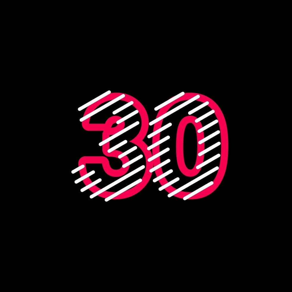 30 years Anniversary Line Design Logo Vector Template Illustration