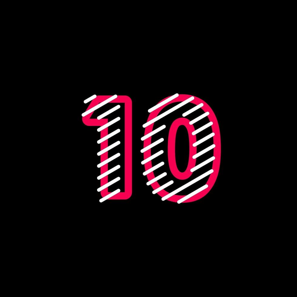 10 years Anniversary Line Design Logo Vector Template Illustration