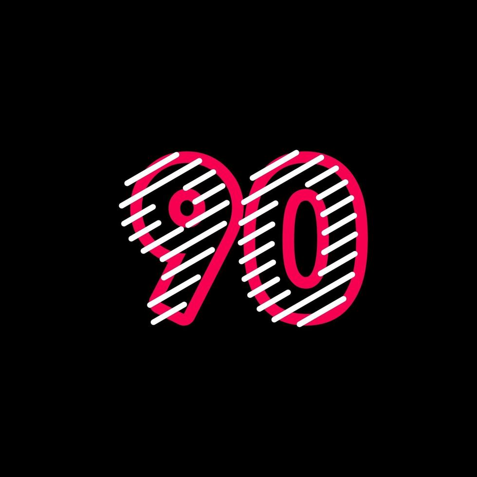 Ilustración de plantilla de vector de logotipo de diseño de línea de aniversario de 90 años