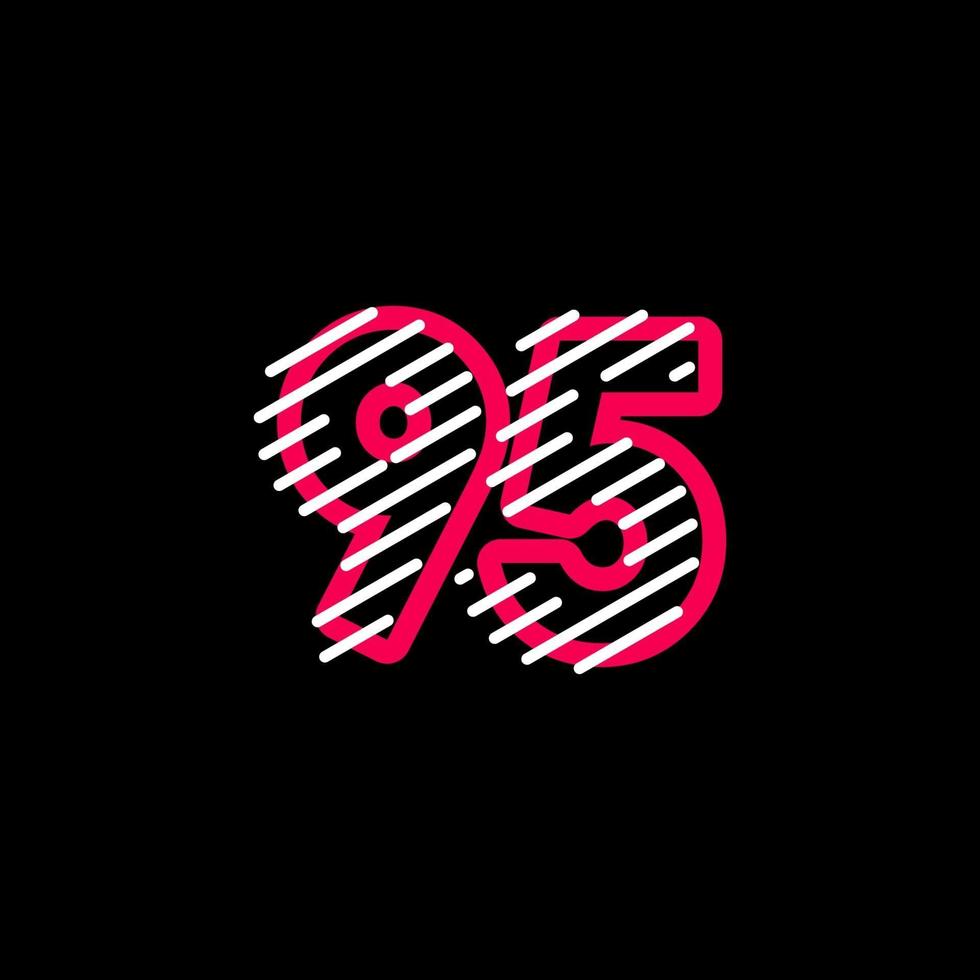 95 years Anniversary Line Design Logo Vector Template Illustration