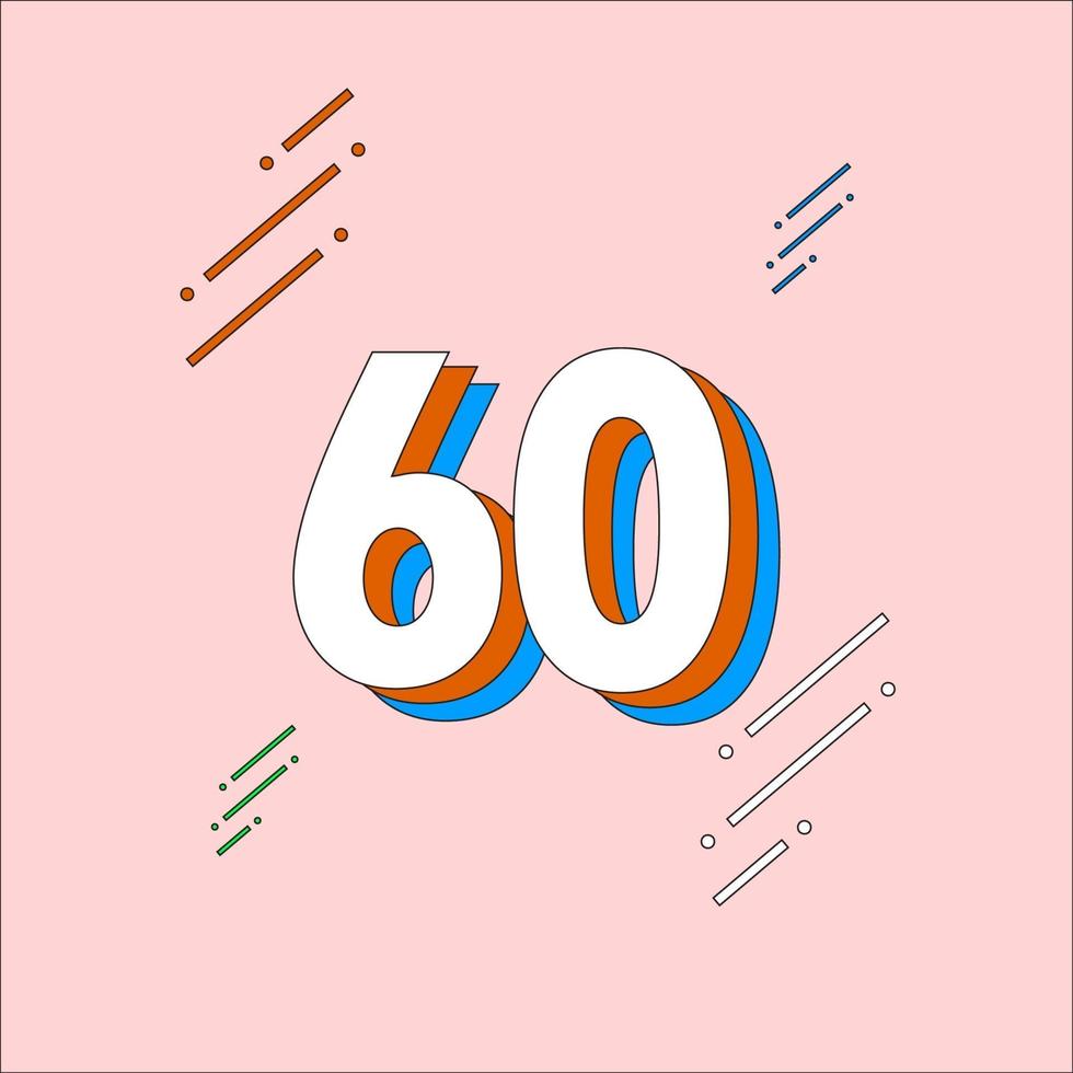 Ilustración de diseño de plantilla de vector de celebración de aniversario de 60 años