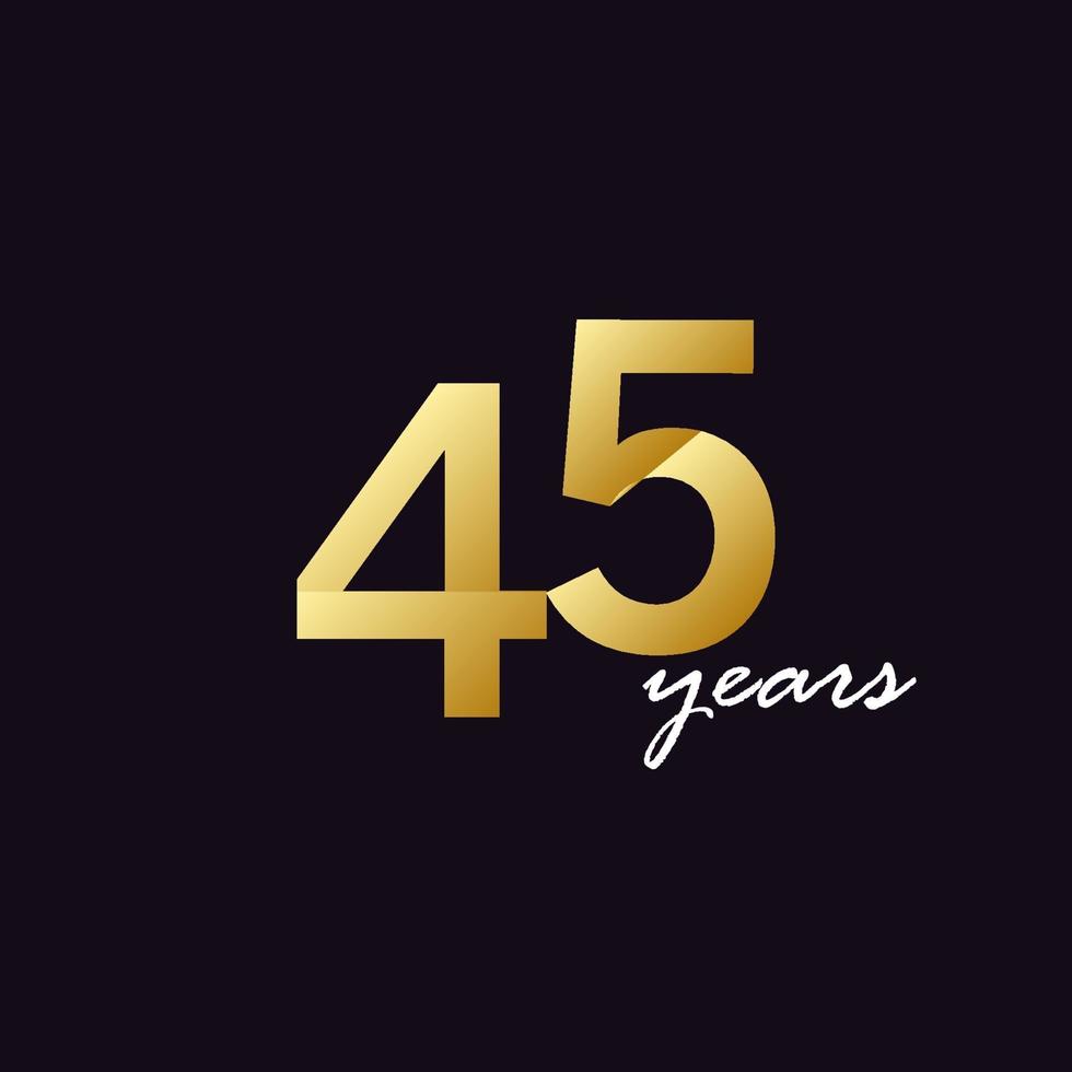 45 Years Anniversary Celebration Gradient Vector Template Design Illustration