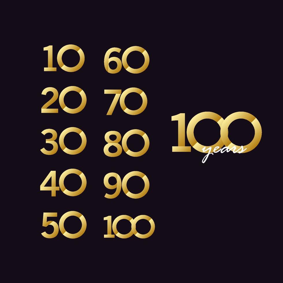 Ilustración de diseño de plantilla de vector de gradiente de celebración de aniversario de 100 años