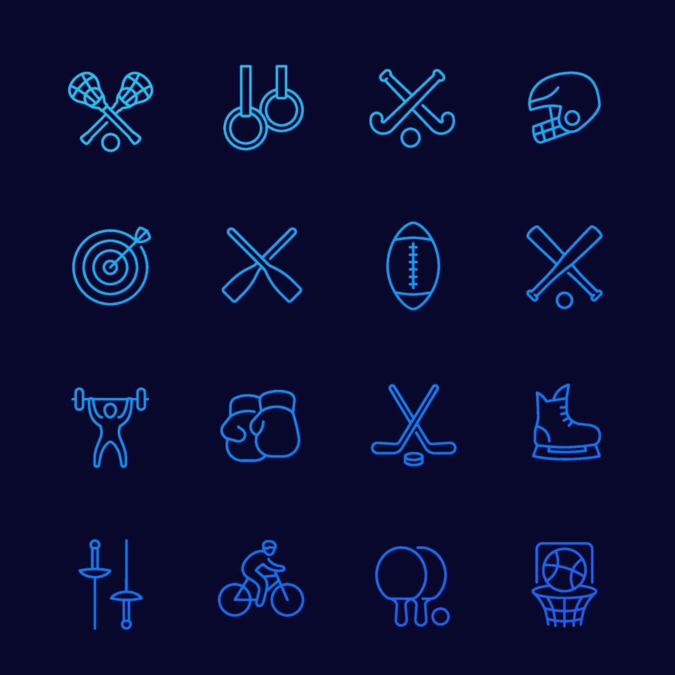sports thin line icons set vector