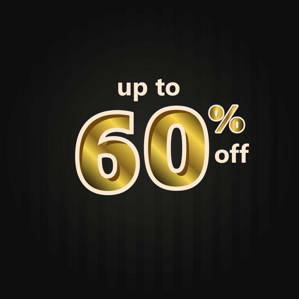 Discount up to 60 off Label Price Gold Vector Template Design Illustration