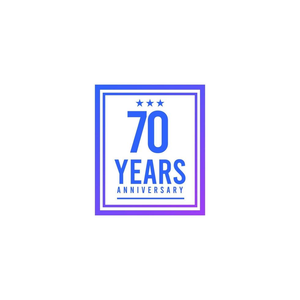 70 Years Anniversary Blue Square Design Logo Vector Template Illustration