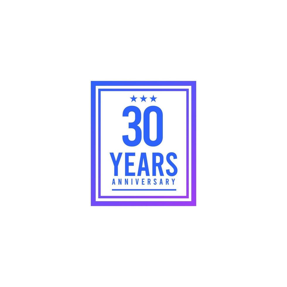 30 Years Anniversary Blue Square Design Logo Vector Template Illustration