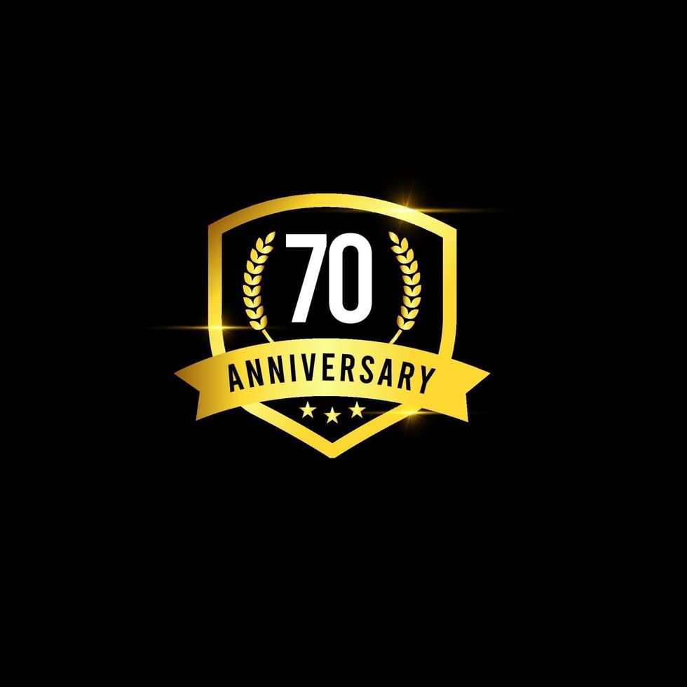 70 Years Anniversary Gold Emblem Old Design Logo Vector Template Illustration