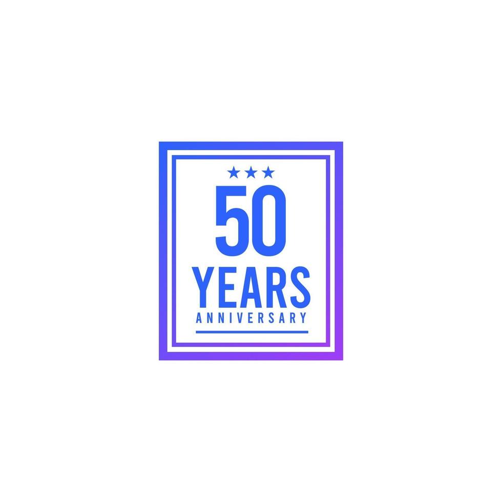 50 Years Anniversary Blue Square Design Logo Vector Template Illustration