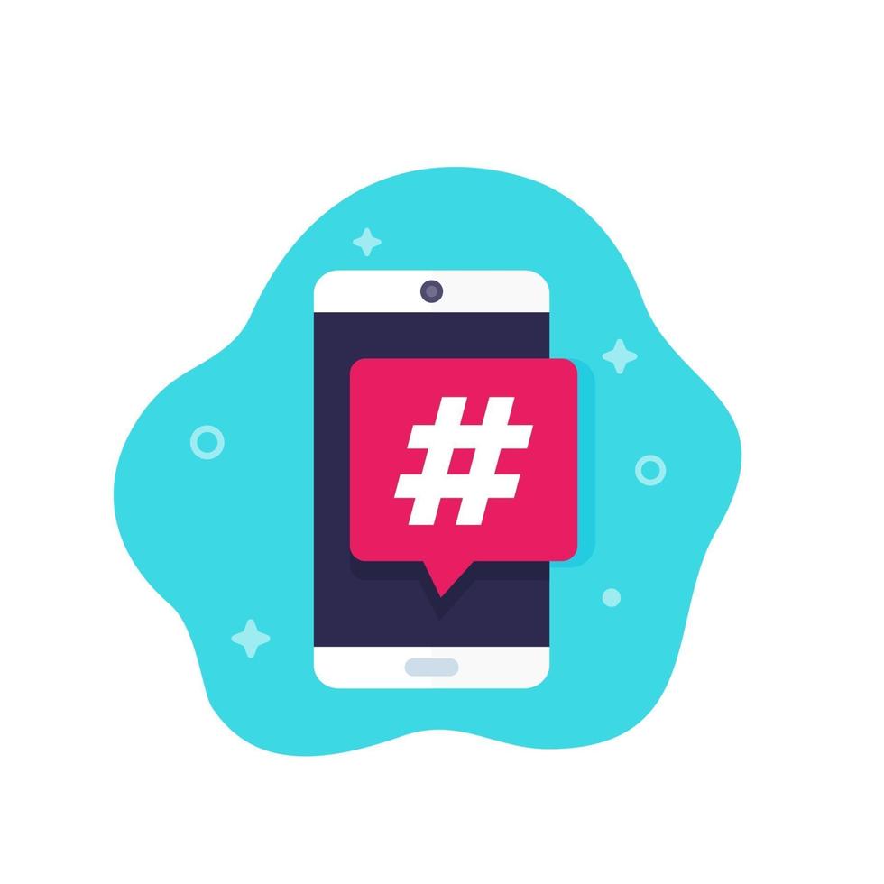 icono de hashtag con smartphone vector