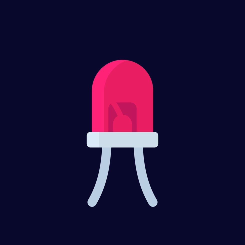 light emitting diode icon, flat vector