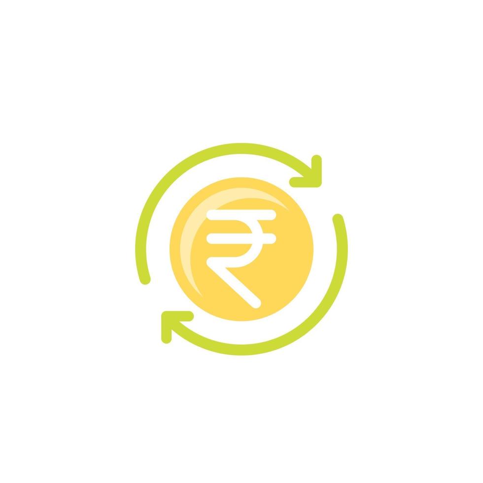 icono de vector de devolución de dinero de rupia india