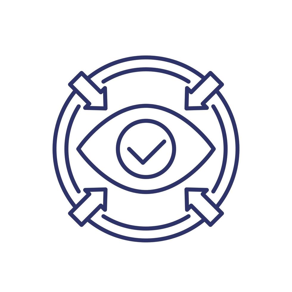 Focus icon with eye, line vector