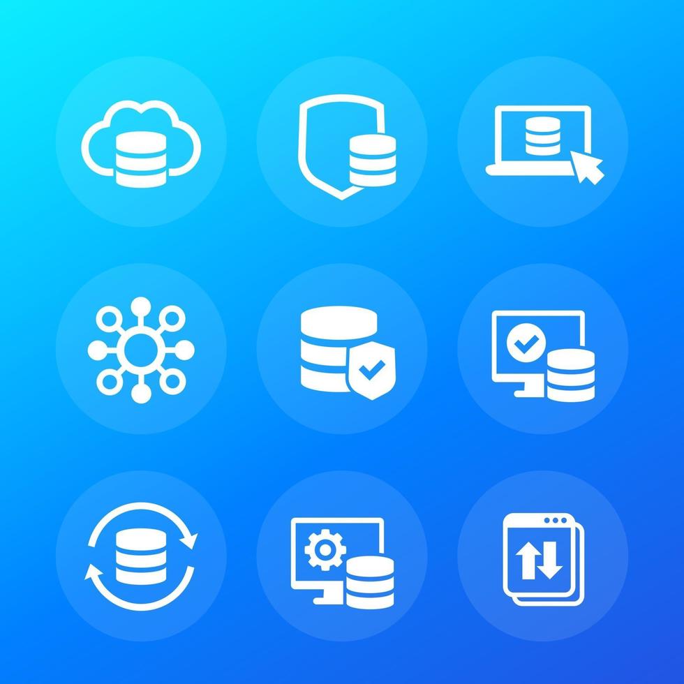 database, data storage and security vector icon
