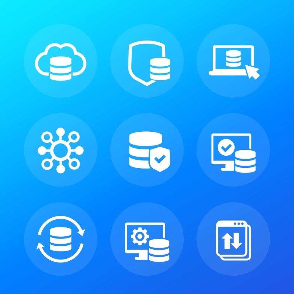 icono de vector de base de datos, almacenamiento de datos y seguridad