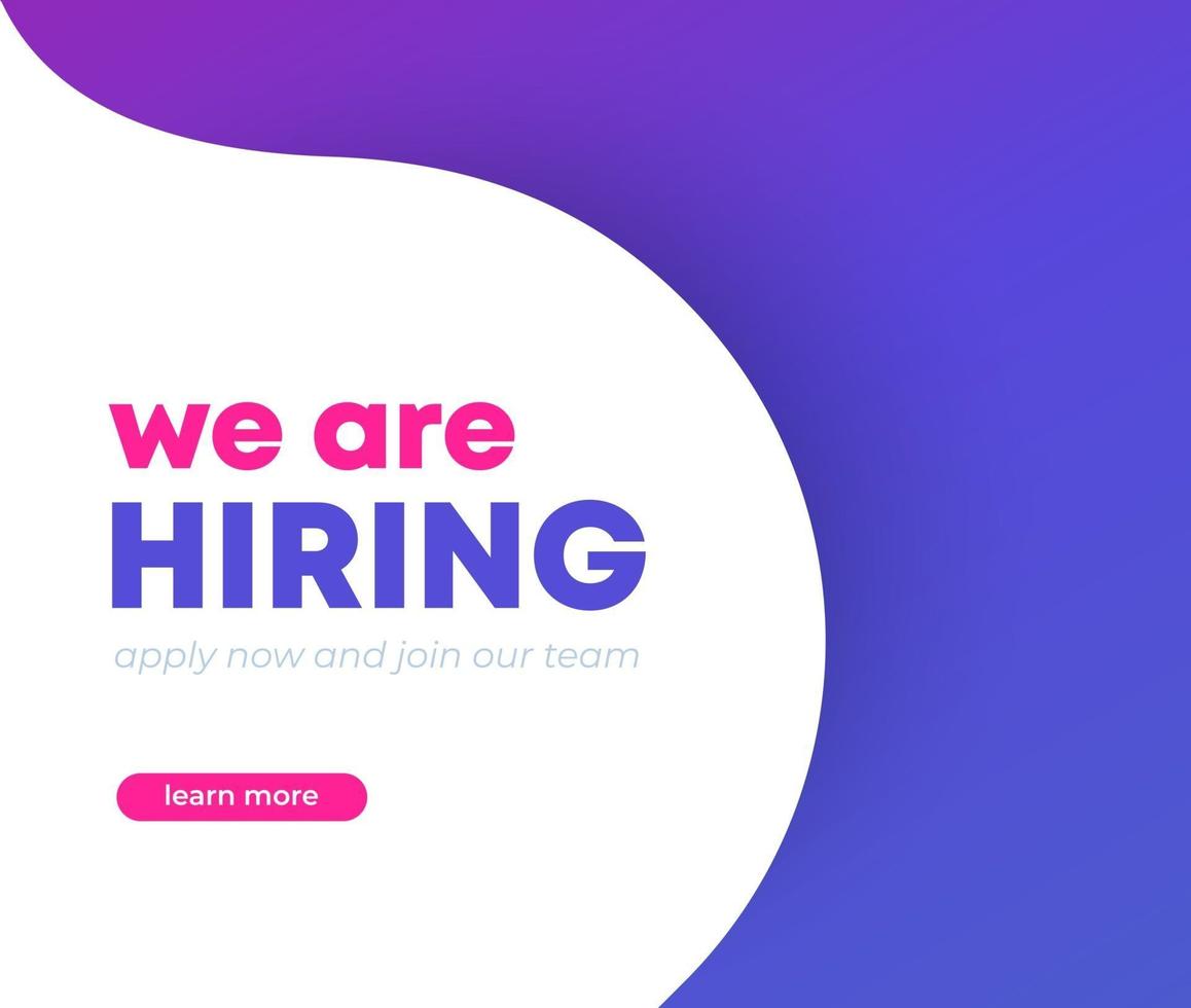 We are hiring banner design, recruiting concept vector