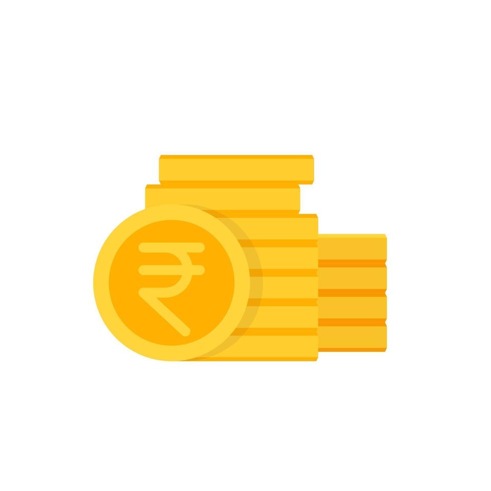 icono de rupia india con monedas vector