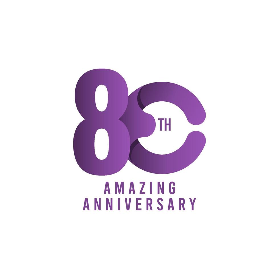 80 Th Amazing Anniversary Celebration Vector Template Design Illustration Logo Icon