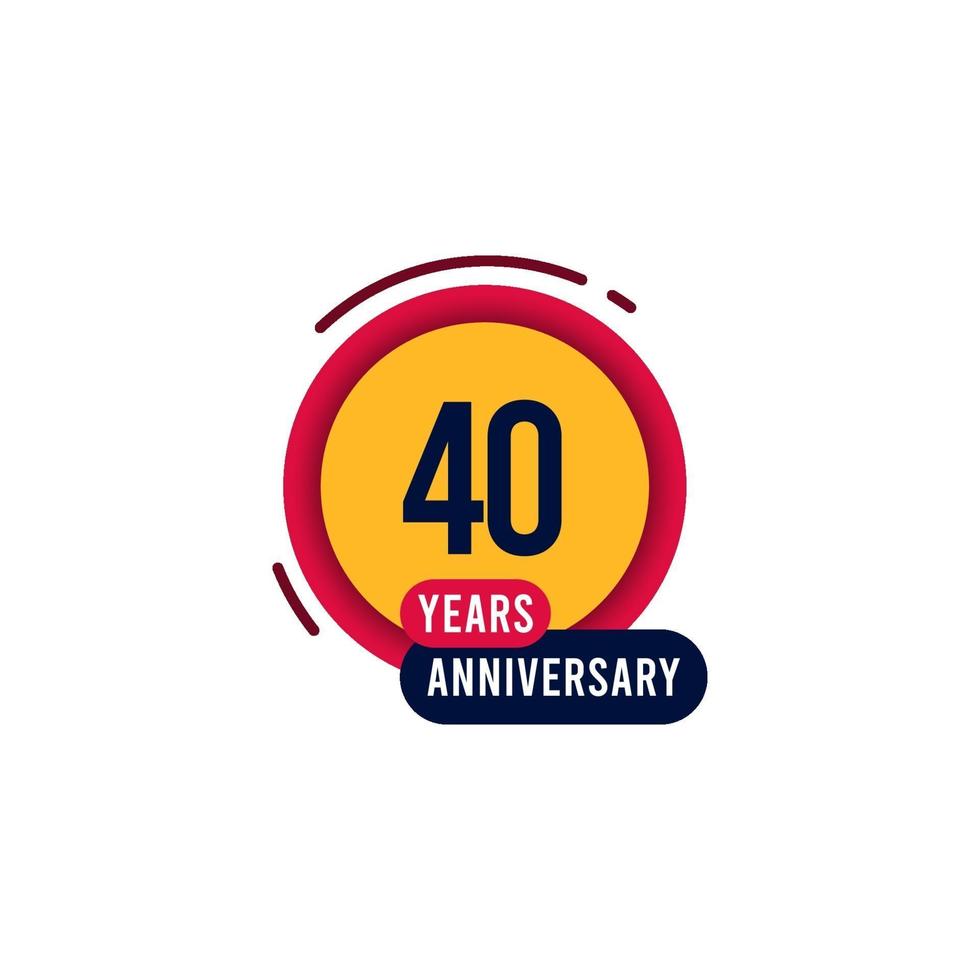 40 Years Anniversary orange yellow Vector Template Design Illustration